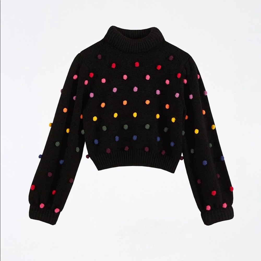 Farm Rio Rainbow Pom Pom Sweater